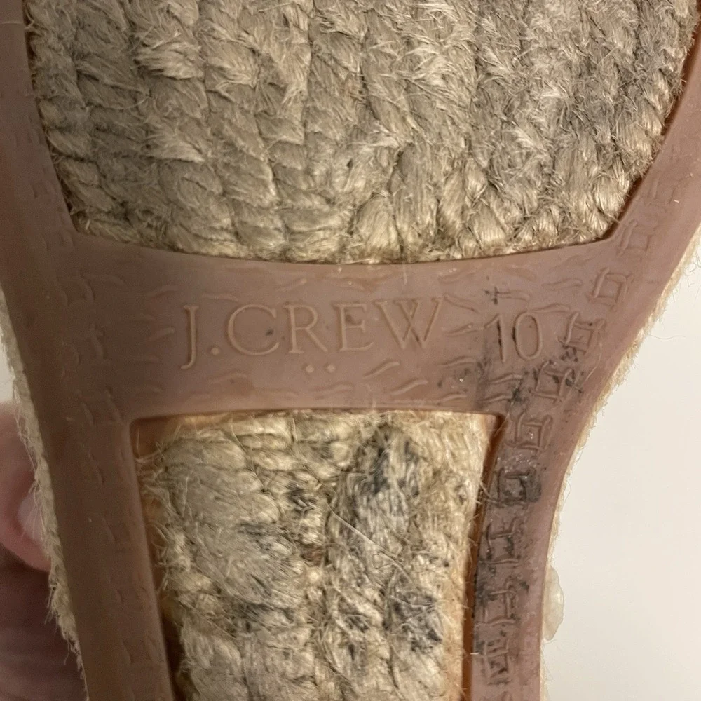 J.Crew Women's Seville Black Canvas Wedge Espadrille Shoes Size 10